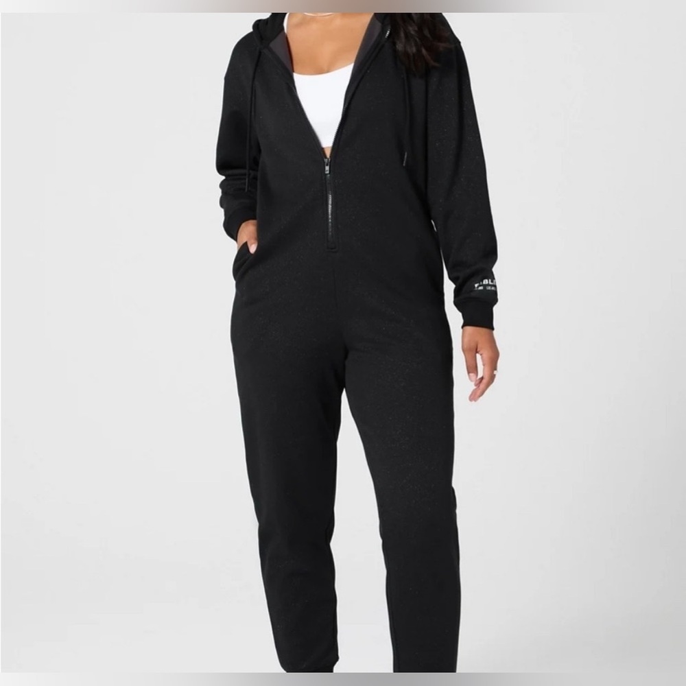 Fabletics black onesie one piece Hooded Jumpsuit medium
